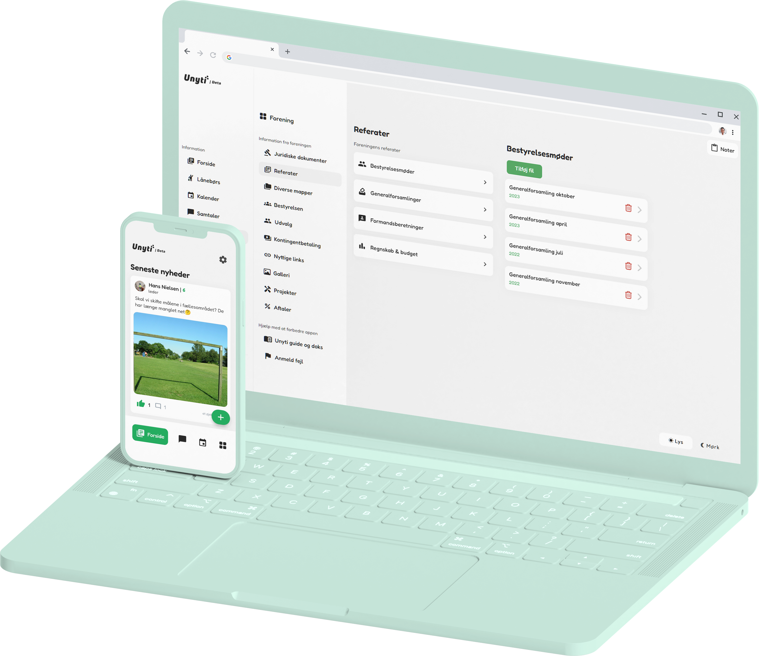 Unyti grundejerforeningsplatform til mobil og PC